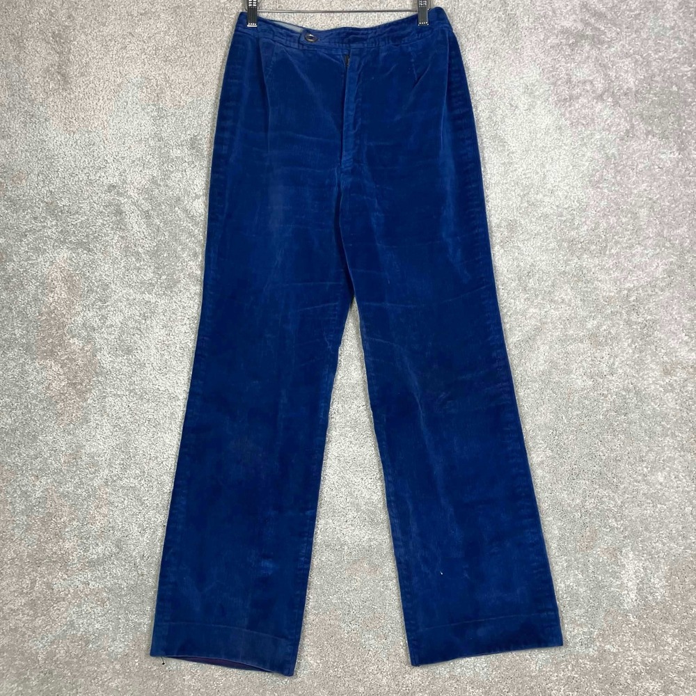 Vintage 70s Gordon of Philadelphia Blue Corduroy Trousers Pants Size 10 28x28